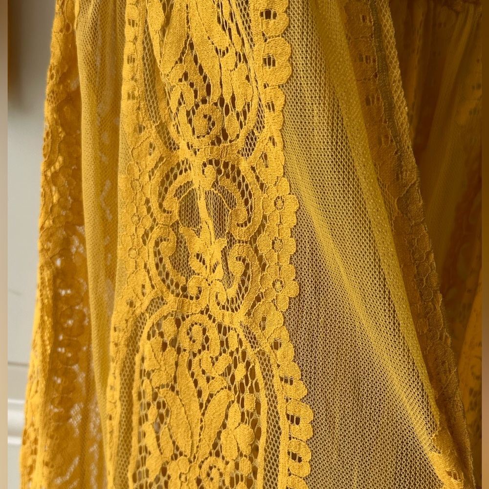 Blue Rain Golden Yellow Boho Lace Kimono Cardigan - Picture 11 of 12